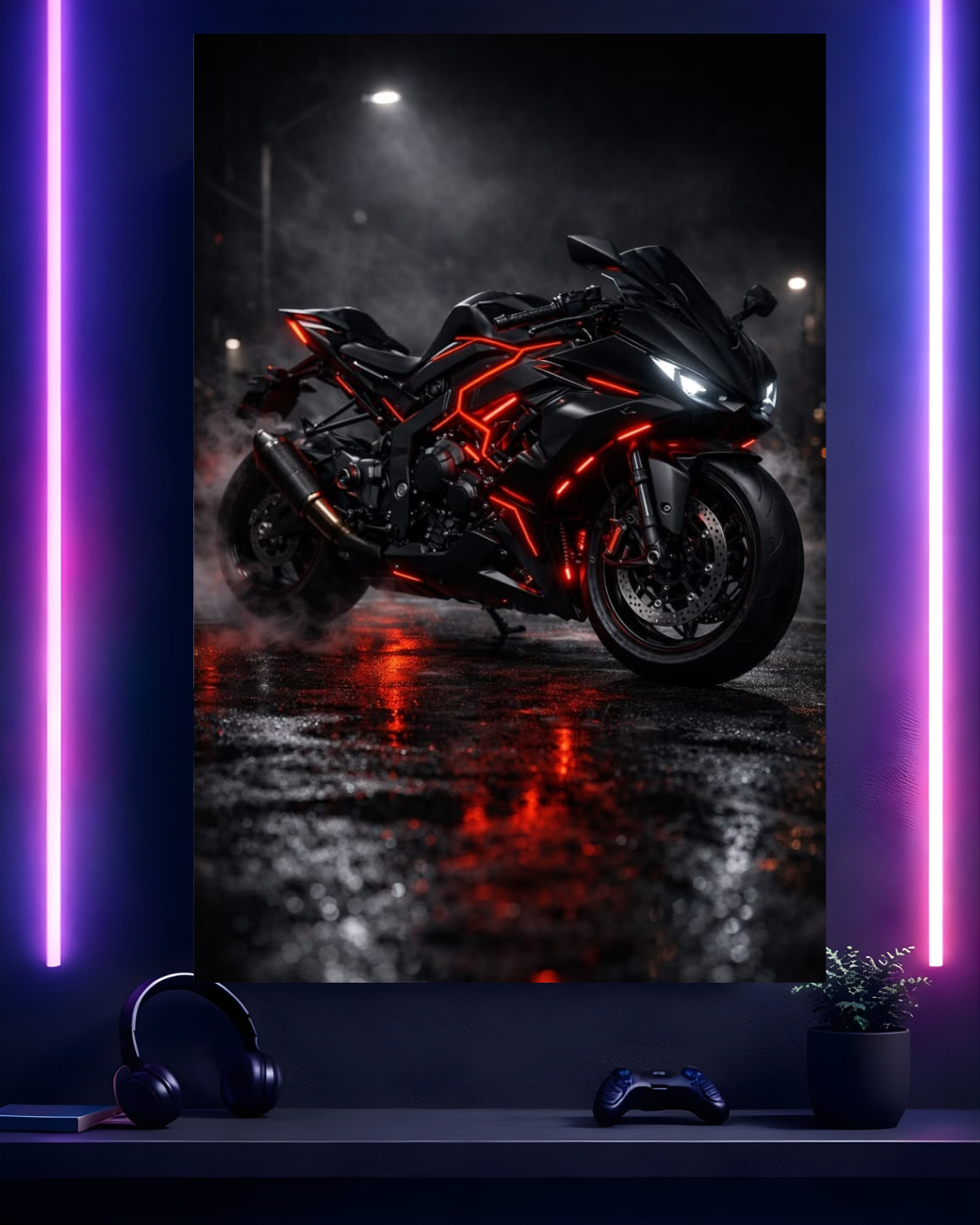 Cyber-Pulse: Neon Stealth Superbike
